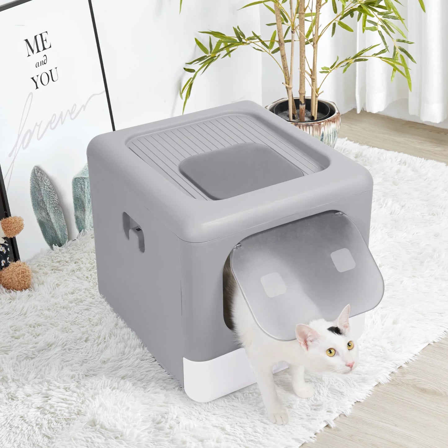 Foldable Cat Litter Box Enclosed