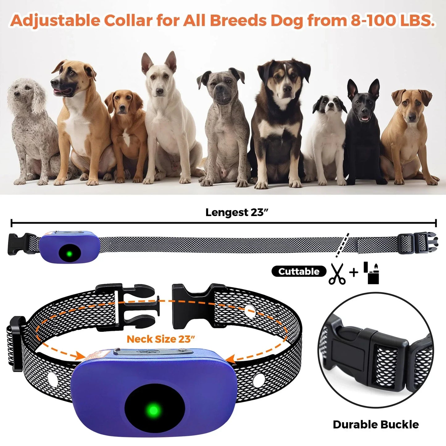 Waterproof Dog Training Collar Long Range Sound Vibration