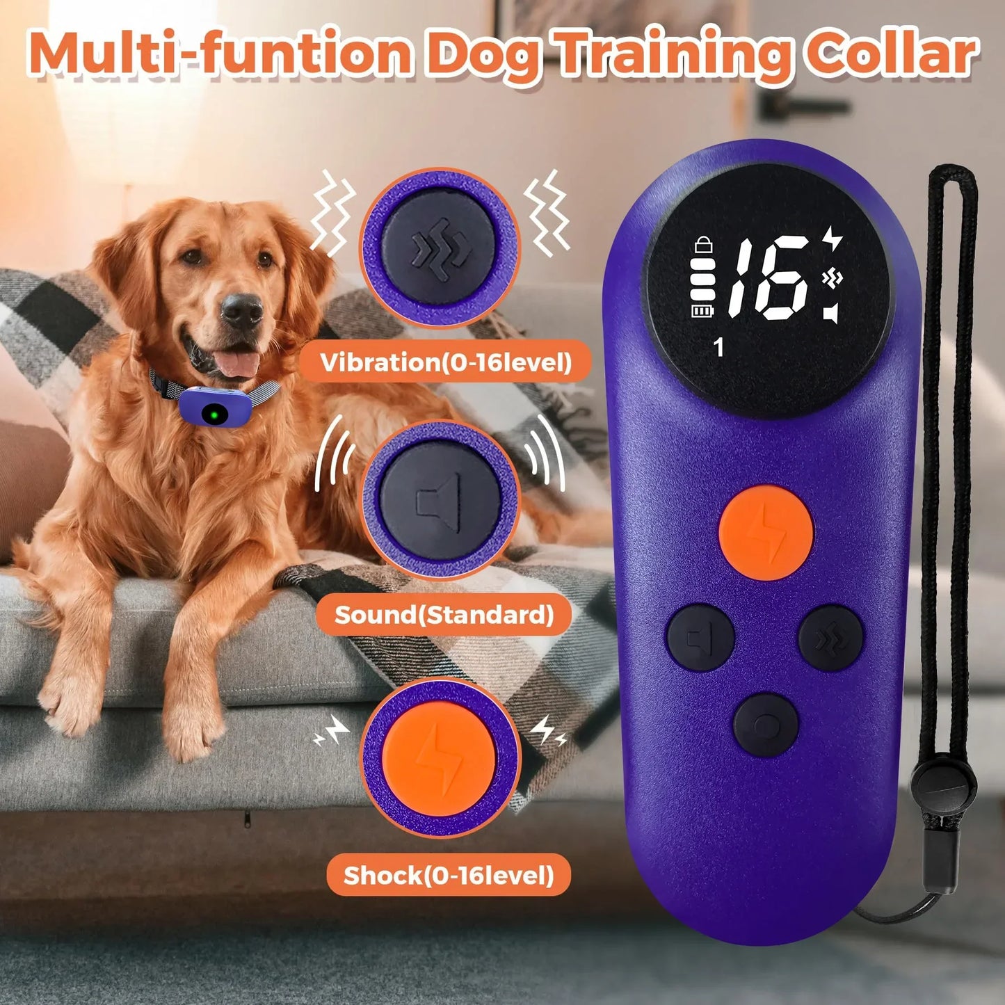 Waterproof Dog Training Collar Long Range Sound Vibration