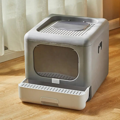 Foldable Cat Litter Box Enclosed