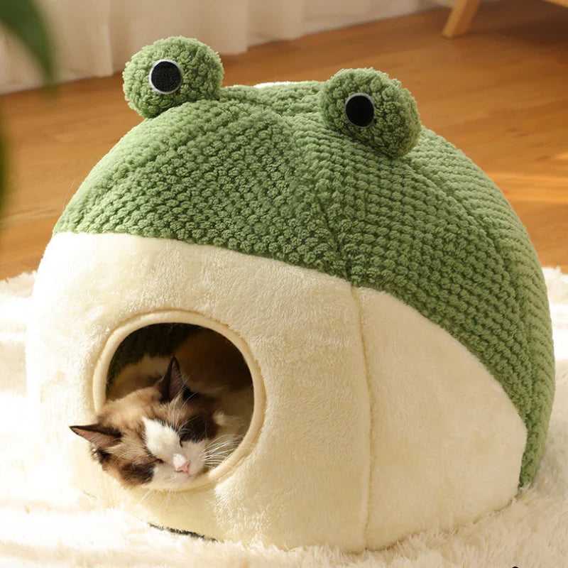 FroggyNest Semi Enclosed Plush Pet Bed