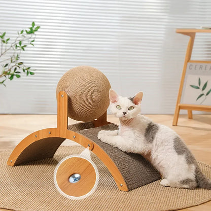 Cat Scratching Ball Wood Scratcher 2-in-1