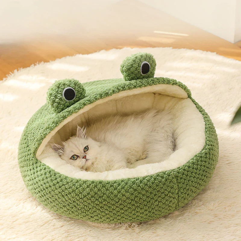 FroggyNest Semi Enclosed Plush Pet Bed