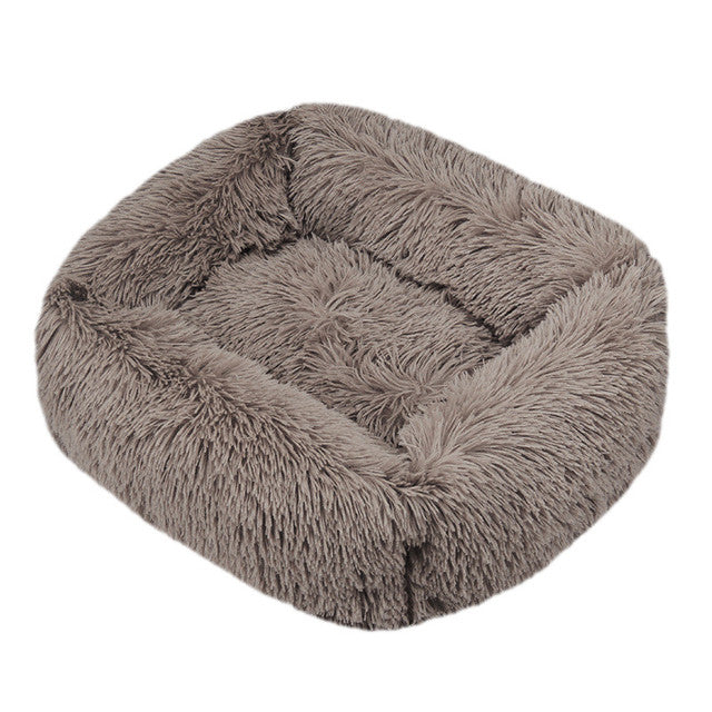 Square Furry Plush Calming Dog Bed | Washable 0