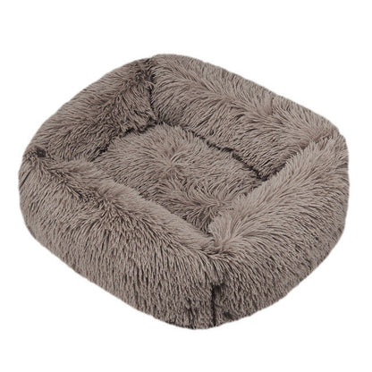 Square Furry Plush Calming Dog Bed | Washable 0