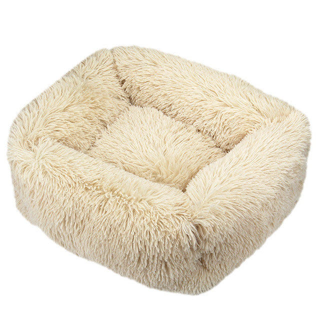 Square Furry Plush Calming Dog Bed | Washable 1