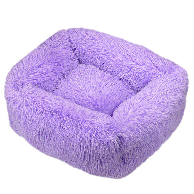Square Furry Plush Calming Dog Bed | Washable 11