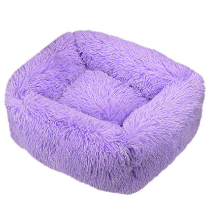 Square Furry Plush Calming Dog Bed | Washable 11