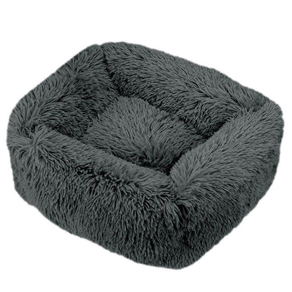 Square Furry Plush Calming Dog Bed | Washable 12