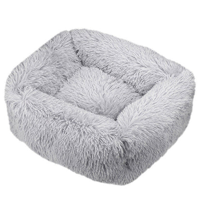 Square Furry Plush Calming Dog Bed | Washable 14