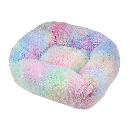 Square Furry Plush Calming Dog Bed | Washable 15