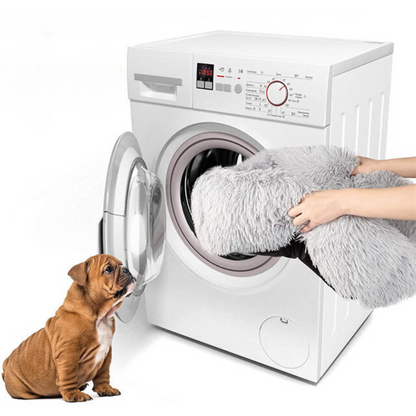 Square Furry Plush Calming Dog Bed | Washable 5