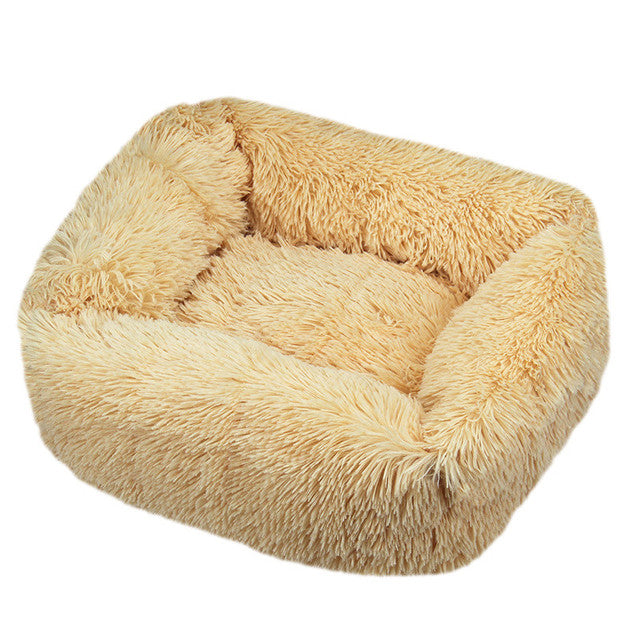 Square Furry Plush Calming Dog Bed | Washable 6