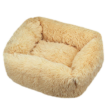 Square Furry Plush Calming Dog Bed | Washable 6
