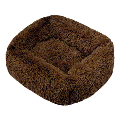 Square Furry Plush Calming Dog Bed | Washable 7
