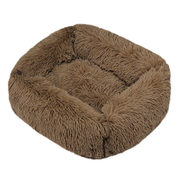Square Furry Plush Calming Dog Bed | Washable 8