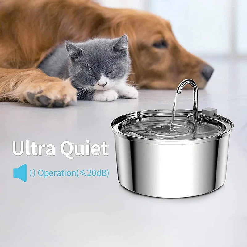 Stainless Steel Drinking Fountain for Cats – Quiet and Hygienic Hydration Convenience 2