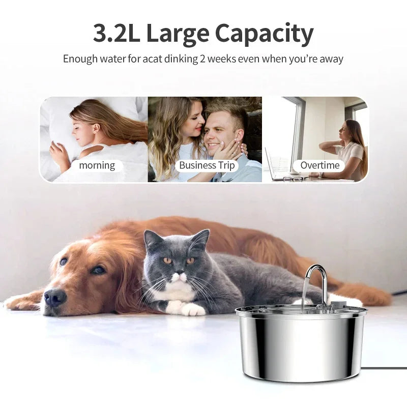 Stainless Steel Drinking Fountain for Cats – Quiet and Hygienic Hydration Convenience 4