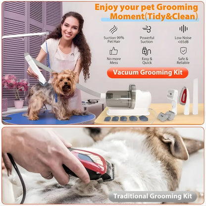 Pet Grooming Vacuum Kit 6-in-1 Dog Cat Hair Trimmer