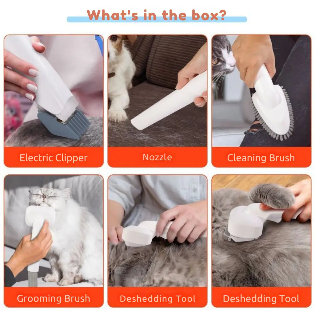 Pet Grooming Vacuum Kit 6-in-1 Dog Cat Hair Trimmer