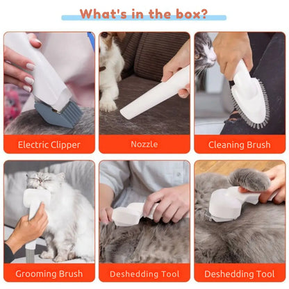 Pet Grooming Vacuum Kit 6-in-1 Dog Cat Hair Trimmer