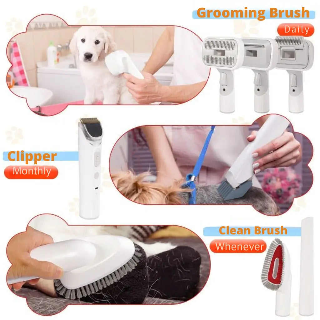 Pet Grooming Vacuum Kit 6-in-1 Dog Cat Hair Trimmer