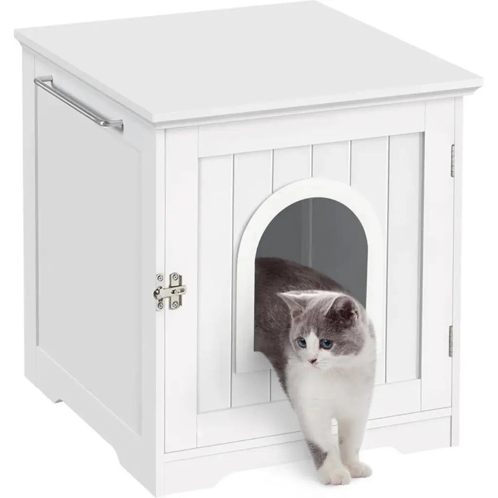 Wooden Cat Litter Box Enclosure Cabinet Ventilated - Pupporia