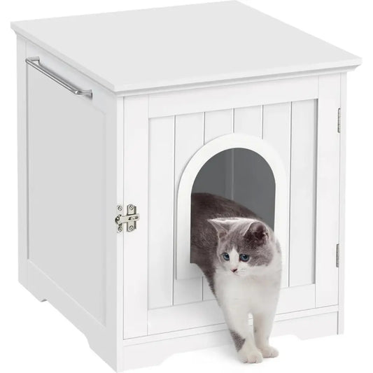Wooden Cat Litter Box Enclosure Cabinet Ventilated - Pupporia