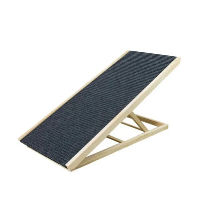 Wooden ramp with textured surface on a white background