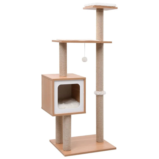 Cat Tower 4ft Wood House Scratching Post - Pupporia