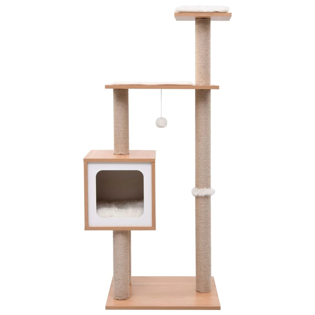 Cat Tower 4ft Wood House Scratching Post