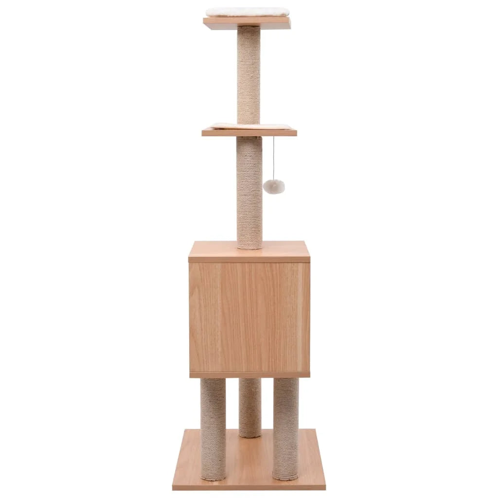 Cat Tower 4ft Wood House Scratching Post