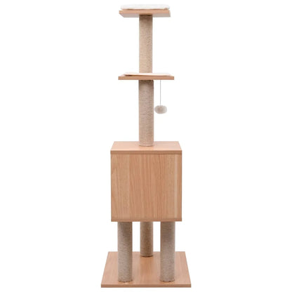 Cat Tower 4ft Wood House Scratching Post