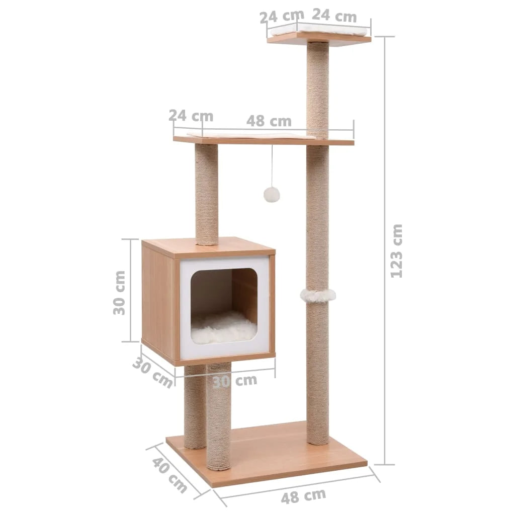 Cat Tower 4ft Wood House Scratching Post