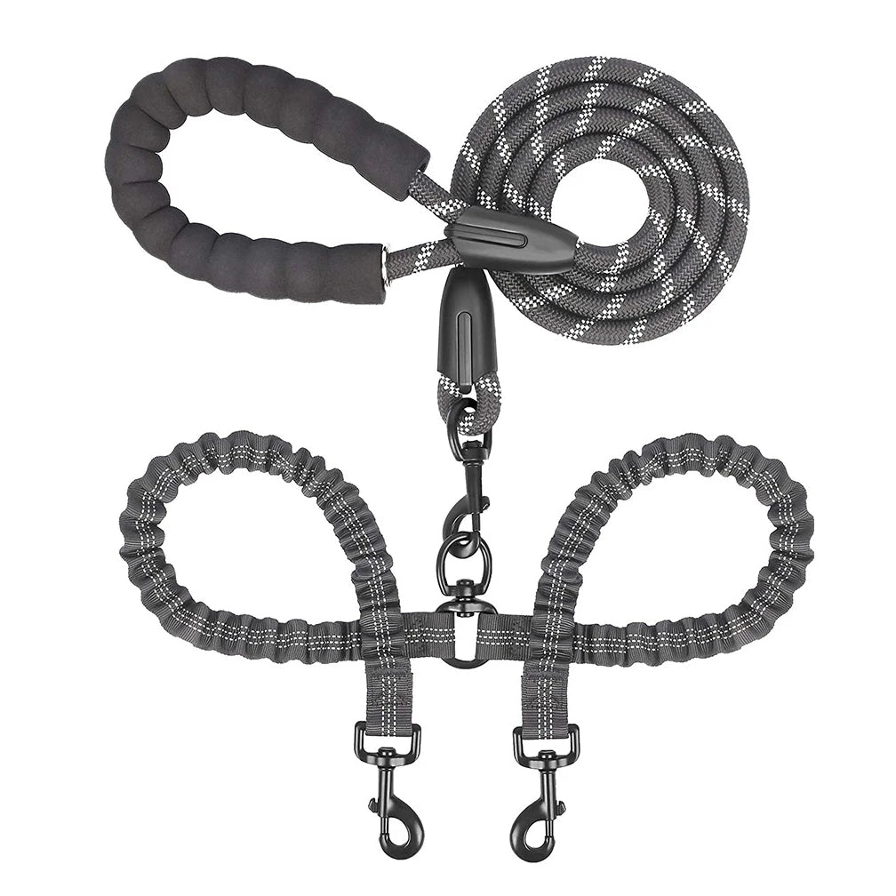 Dual Dog Leash Comfort Grip Reflective Strap - Pupporia