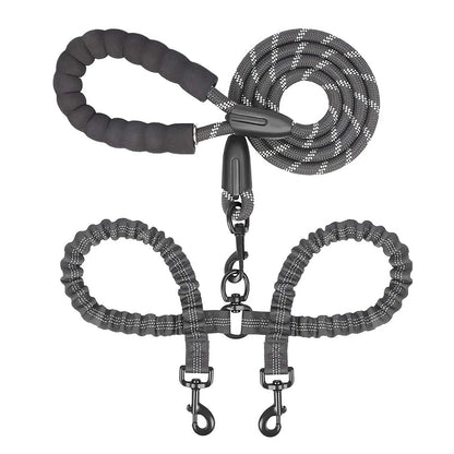 Dual Dog Leash Comfort Grip Reflective Strap - Pupporia