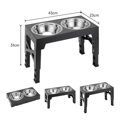 Adjustable Height Dog Feeder Metal Bowls