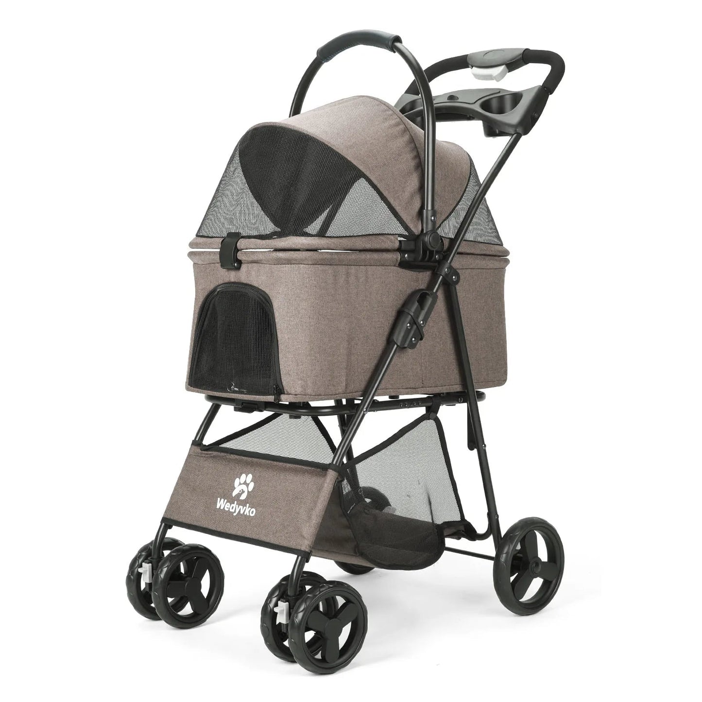 Folding Pet Stroller Removable Carrier Storage - Pupporia