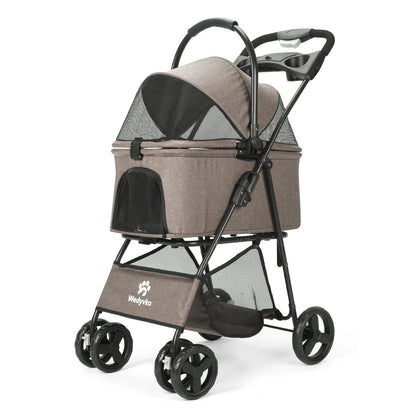 Folding Pet Stroller Removable Carrier Storage - Pupporia