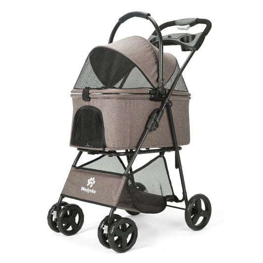 Folding Pet Stroller Removable Carrier Storage - Pupporia