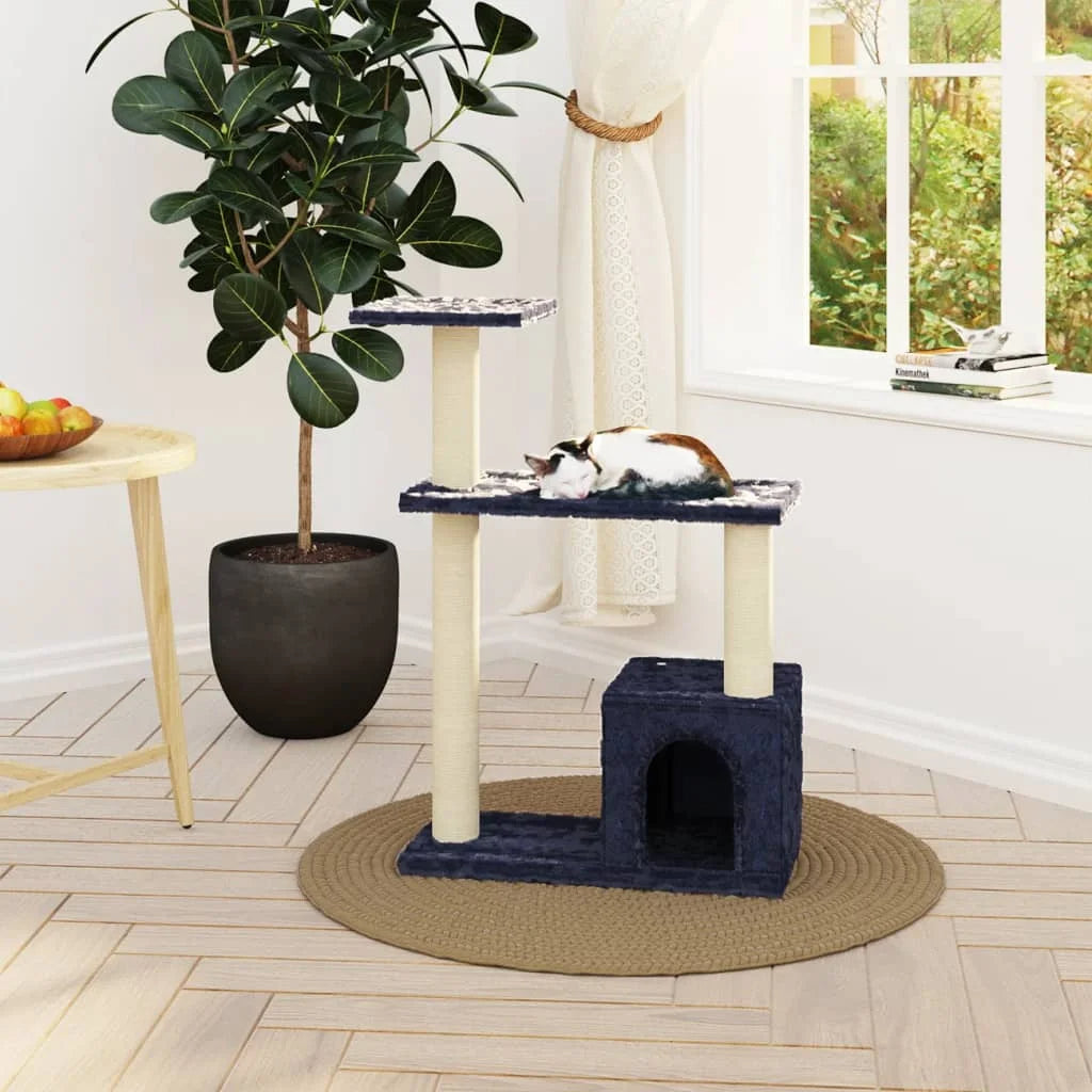 Cat Tower Hideaway Scratching Post Grey - Pupporia