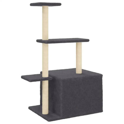Grey Cat Tower Scratch Post with Cozy Hideaway