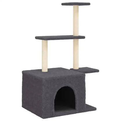 Grey Cat Tower Scratch Post with Cozy Hideaway