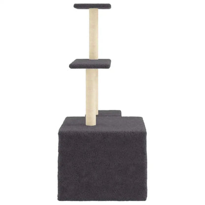 Grey Cat Tower Scratch Post with Cozy Hideaway