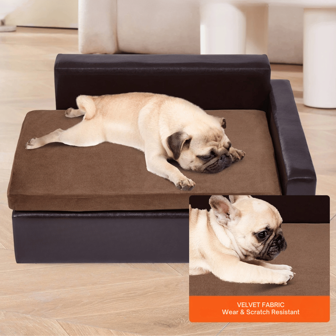 Faux Leather Dog Bed Storage Ottoman