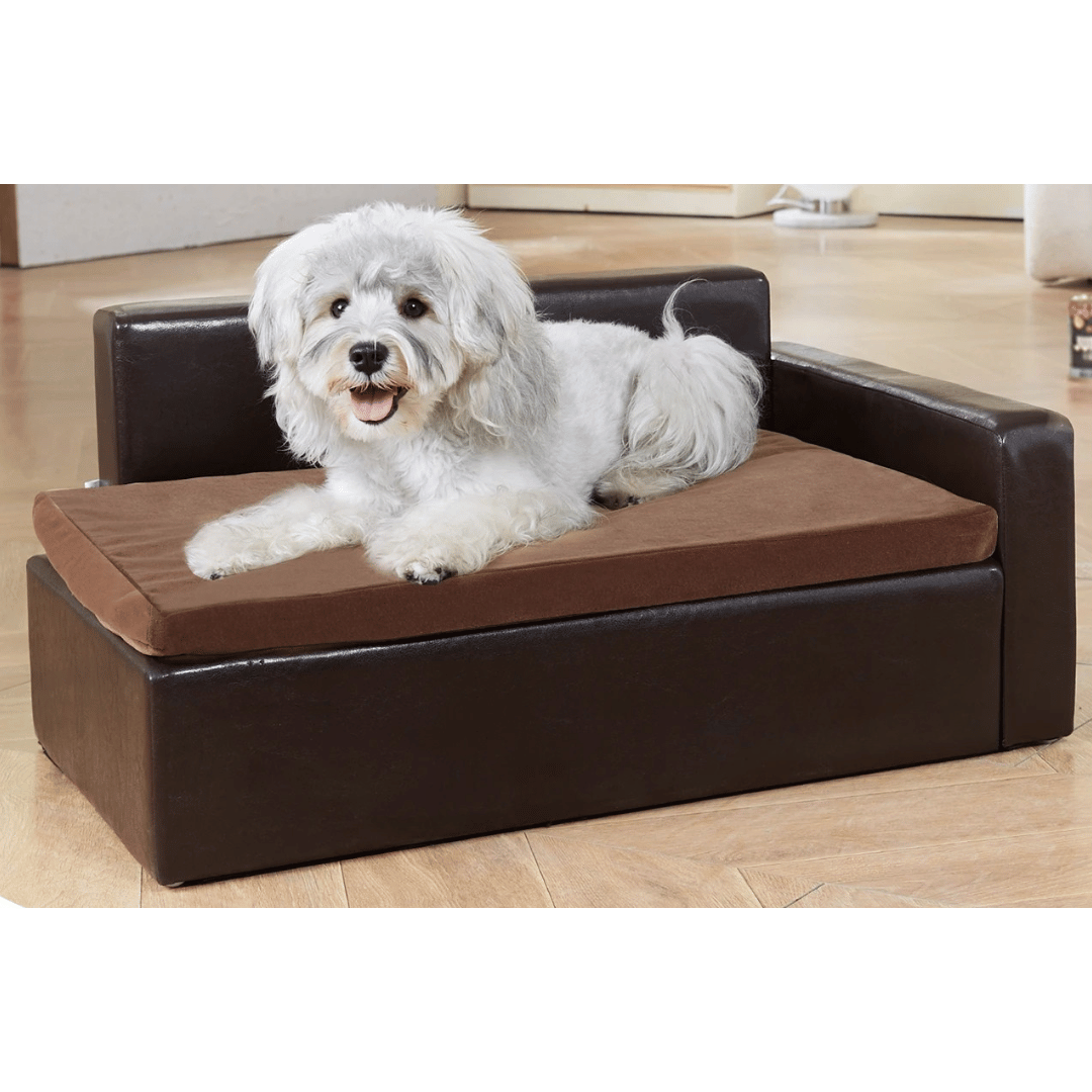 Faux Leather Dog Bed Storage Ottoman