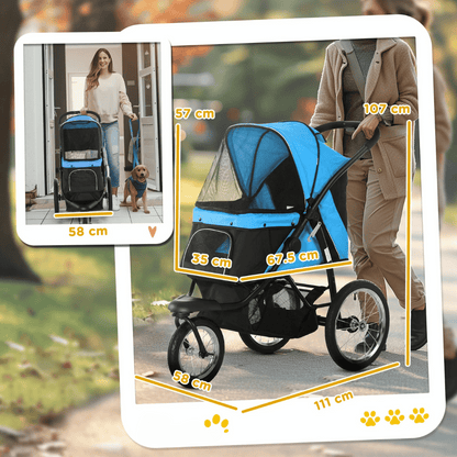 Pet Stroller Large Wheels Easy Fold