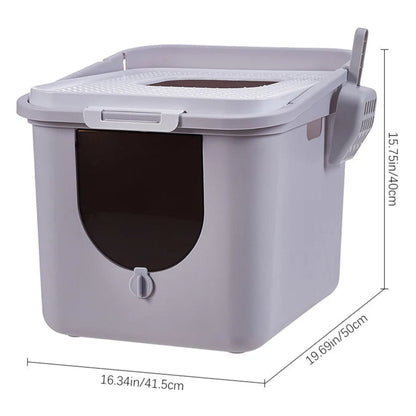 Easy Clean Litter Box Flip Covered
