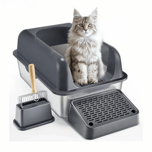 Extra Large Cat Litter Box with Metal Tray and Accessories - Pupporia
