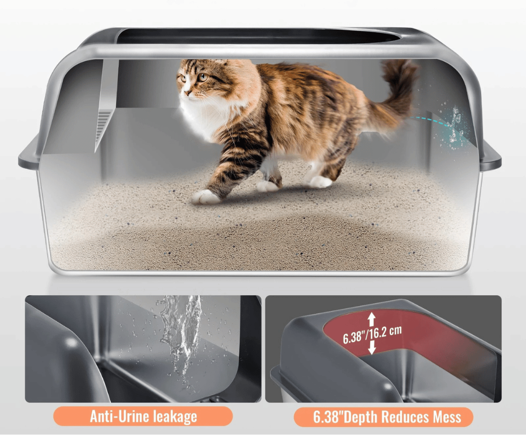 Extra Large Cat Litter Box with Metal Tray and Accessories
